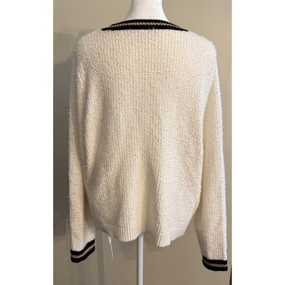 Lilly Pulitzer Nalayna Cardigan Boucle Open Knit Gold Detailing Pockets Size XL - Picture 4 of 8